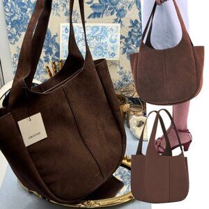 🆕 OROTON 🧿 NWT Emilia Tote Suede Bag, Chocolate Brown